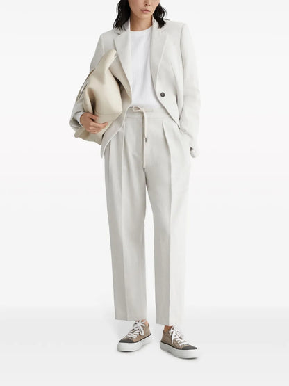 Straight-Leg Gabardine Trousers
