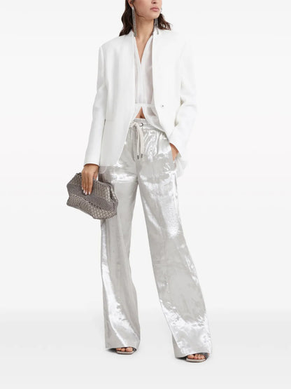 Metallic Wide-Leg Trousers