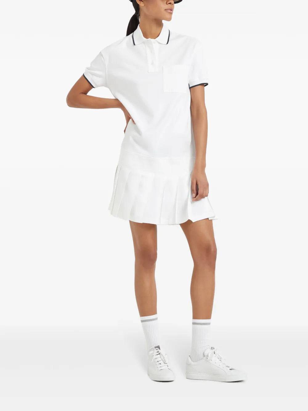 Stripe-Tipping Cotton Minidress