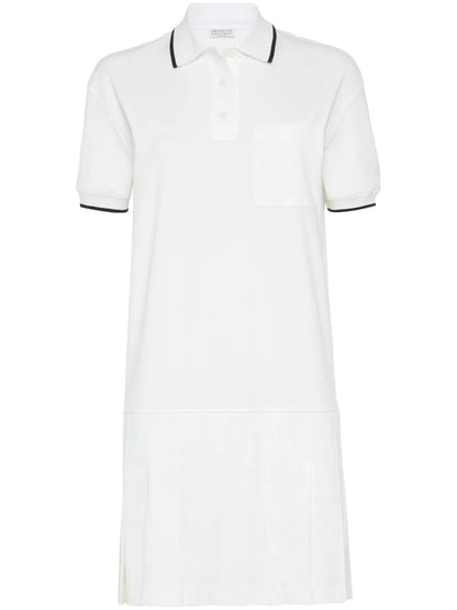 Stripe-Tipping Cotton Minidress