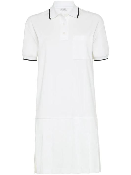 Stripe-Tipping Cotton Minidress