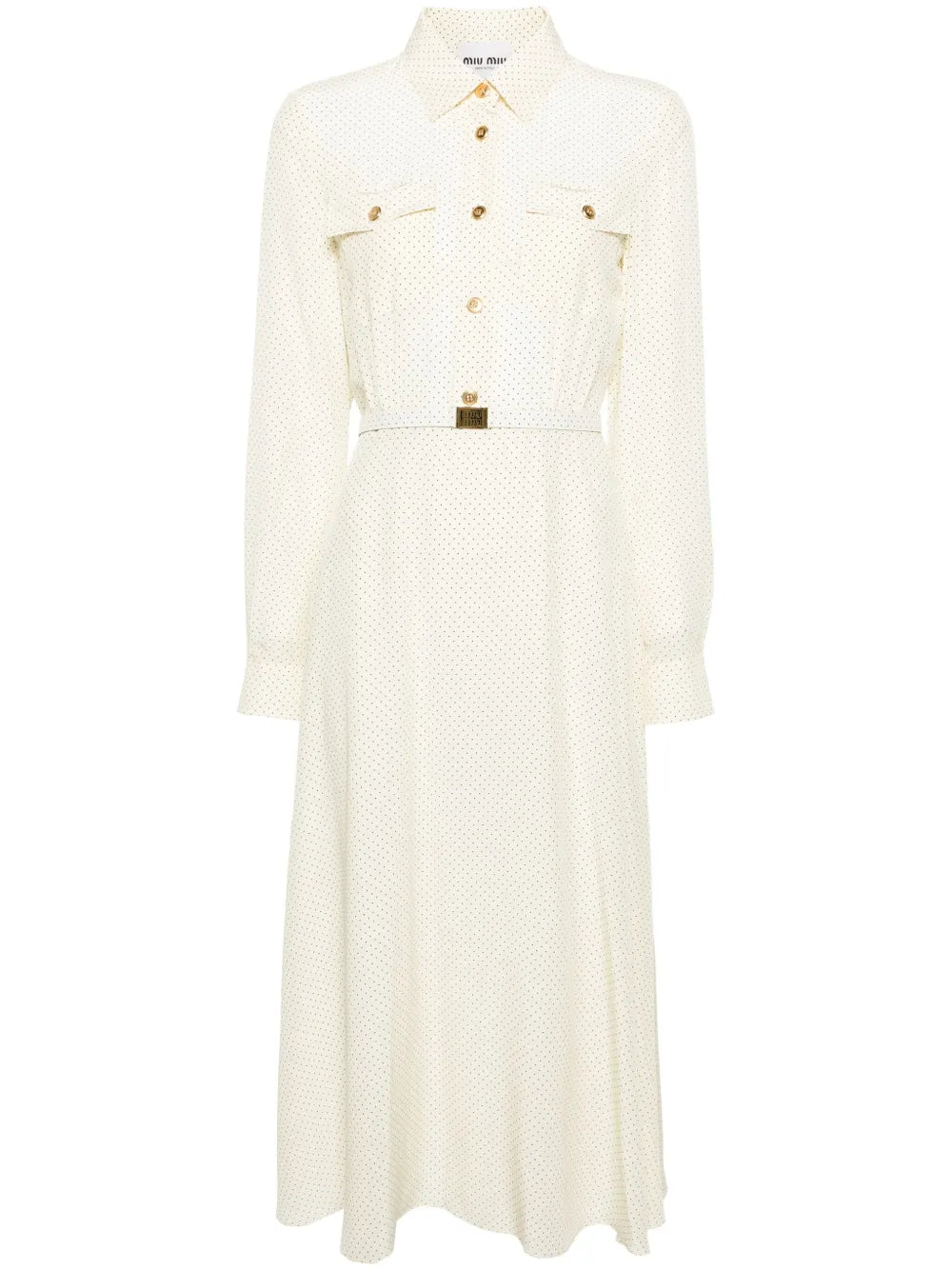 Micro-Dot Crepe Midi Dress
