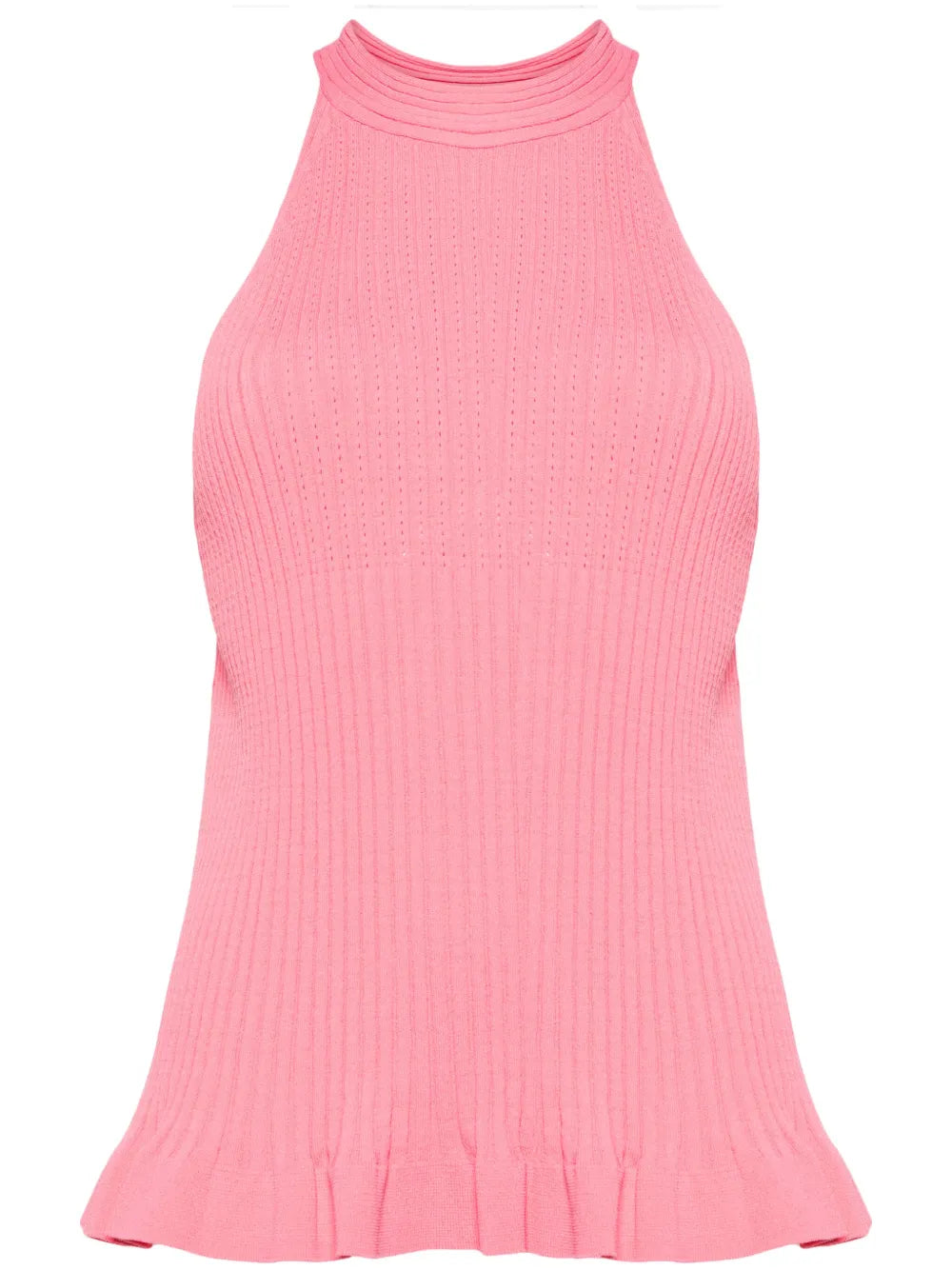 Halterneck Ribbed-Knit Top