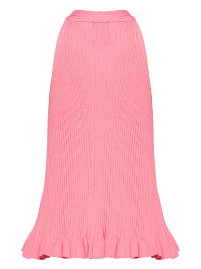 Halterneck Ribbed-Knit Top