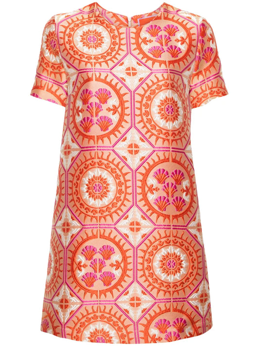 Swing Patterned-Jacquard Minidress