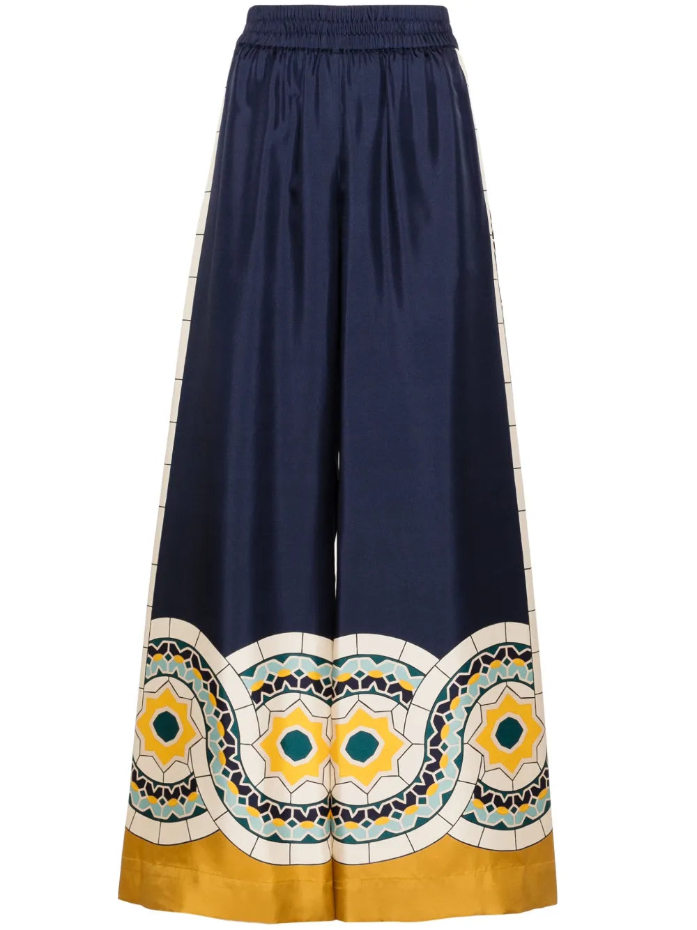 High-Waist Silk Palazzo Trousers