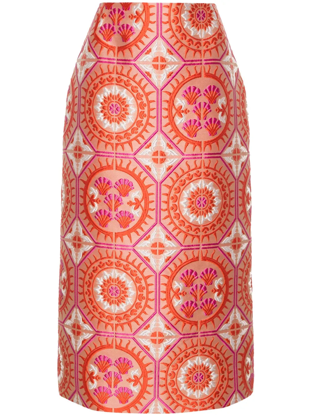 Patterned-Jacquard Midi Pencil Skirt
