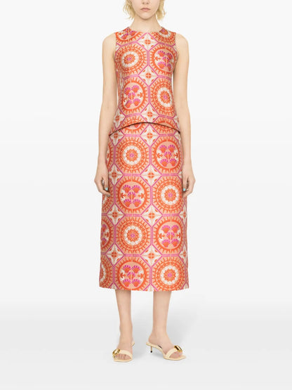 Patterned-Jacquard Midi Pencil Skirt