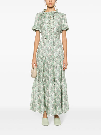 Fan-Print Maxi Dress
