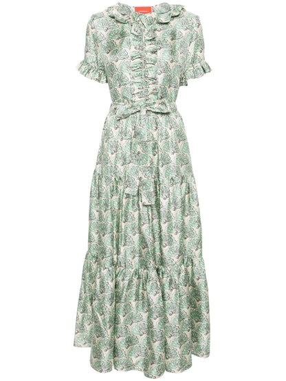 Fan-Print Maxi Dress