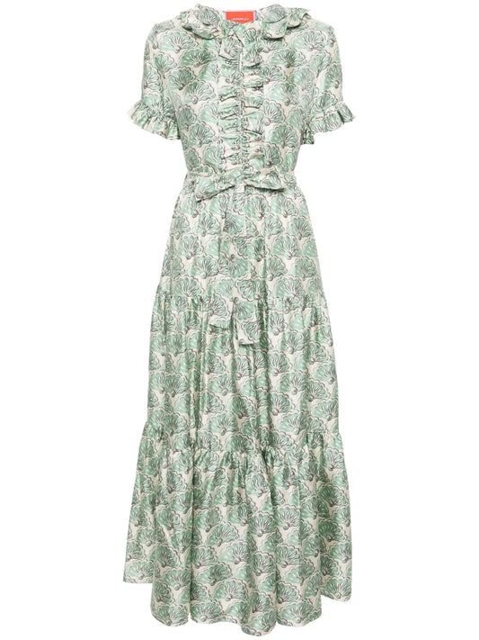 Fan-Print Maxi Dress
