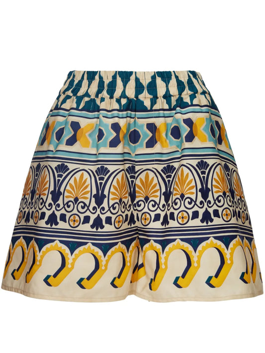 Abstract-Pattern Cotton Shorts