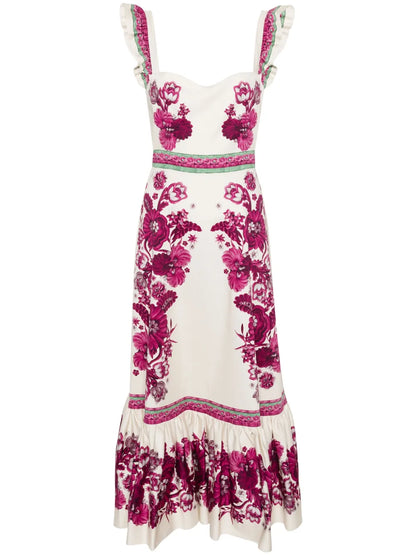 Gingerbread Floral-Print Maxi Dress