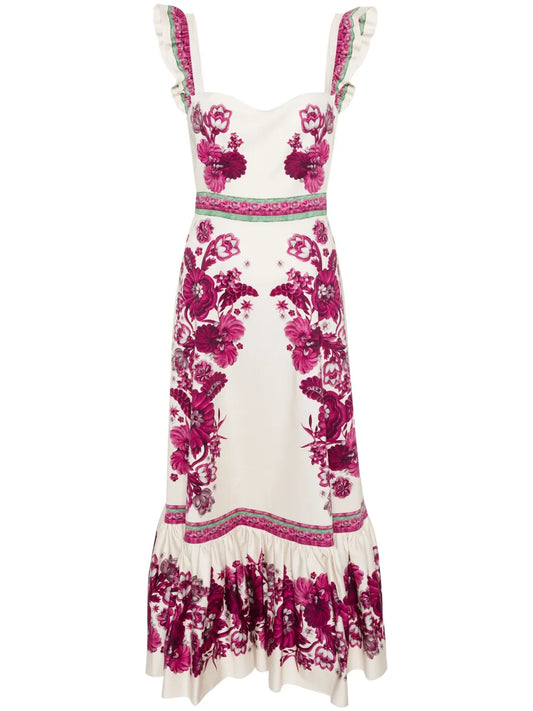 Gingerbread Floral-Print Maxi Dress