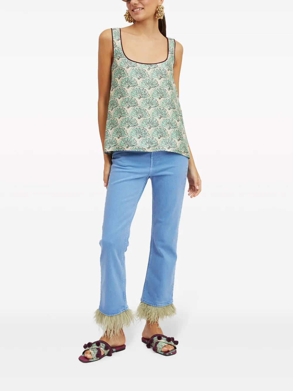 Twirl Graphic-Print Silk Top