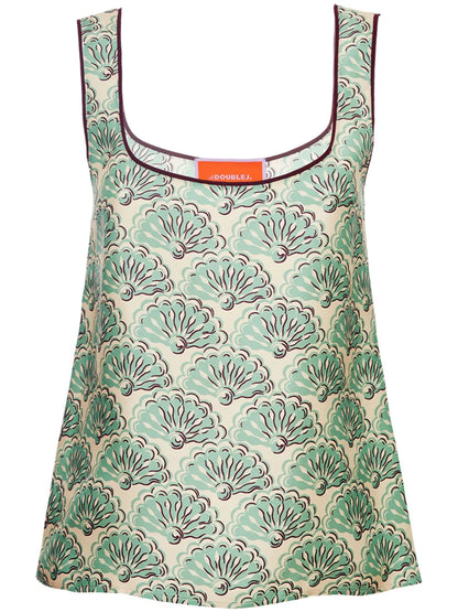 Twirl Graphic-Print Silk Top