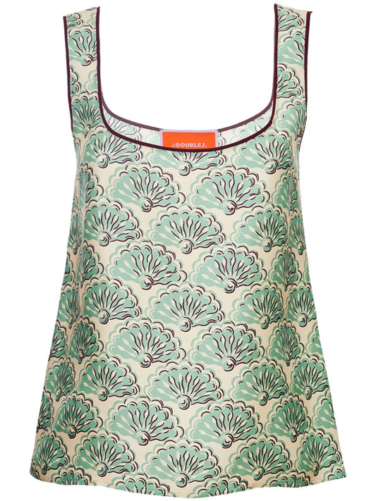 Twirl Graphic-Print Silk Top