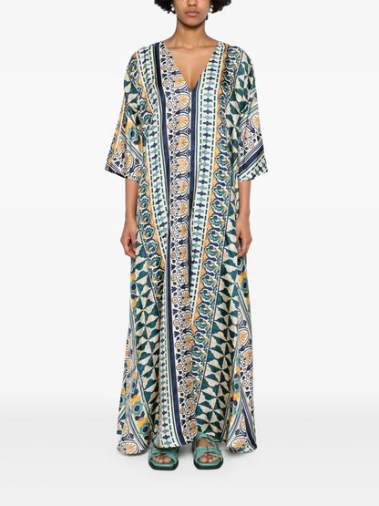 Muumuu Geometric Silk Dress
