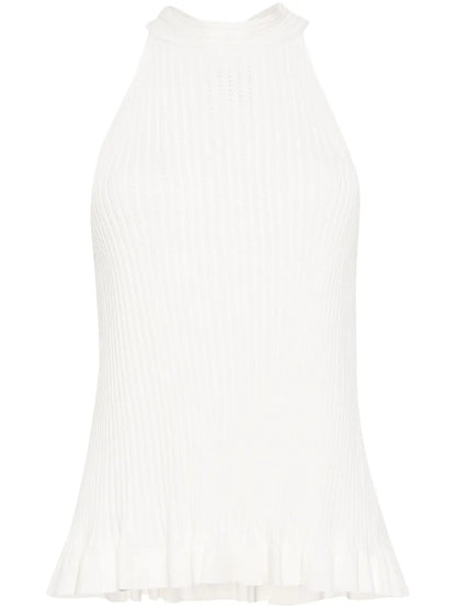 Halterneck Ribbed-Knit Top