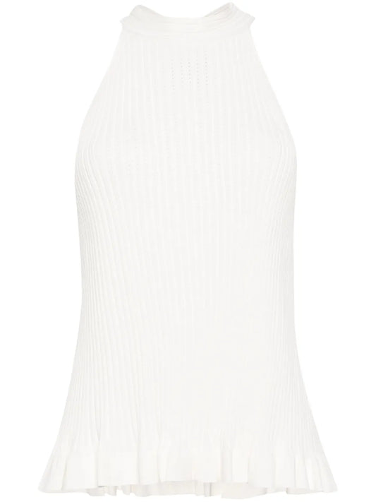 Halterneck Ribbed-Knit Top