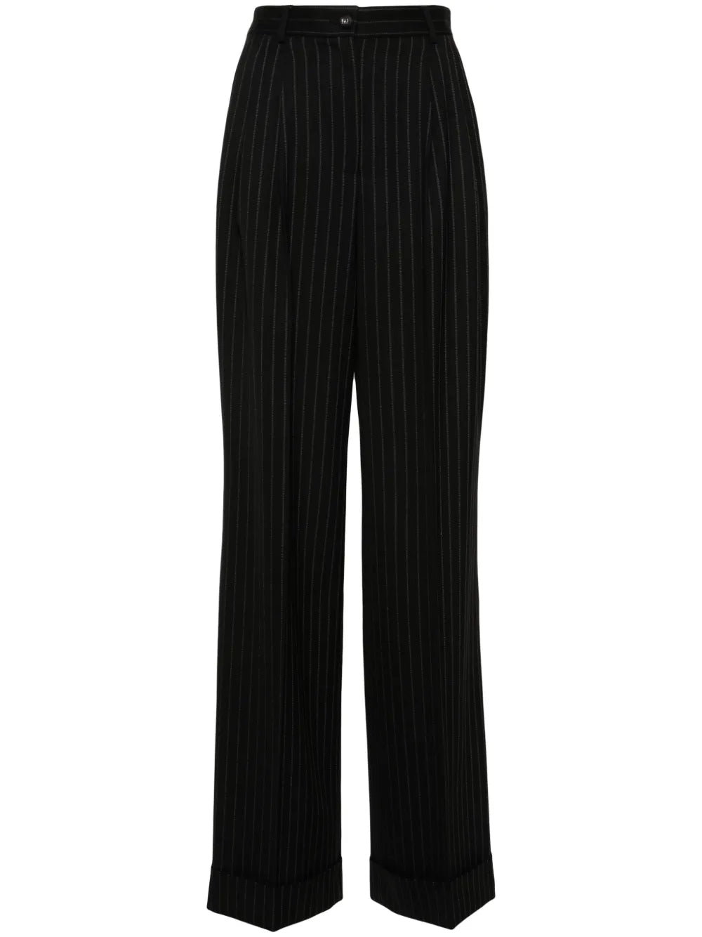 Pinstriped Wide-Leg Trousers