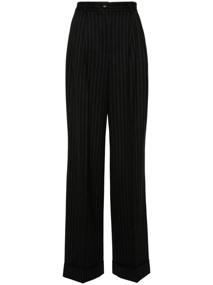 Pinstriped Wide-Leg Trousers