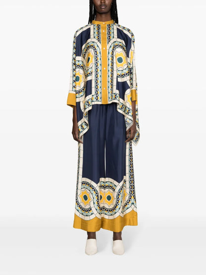 Foulard Geometric-Print Silk Shirt