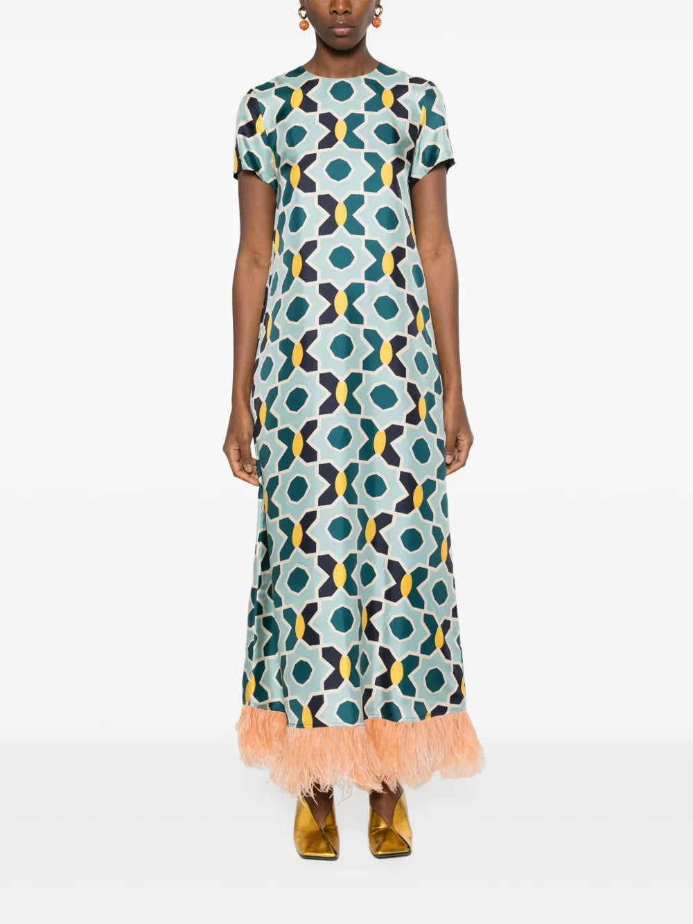 Geometric-Print Silk Swing Dress