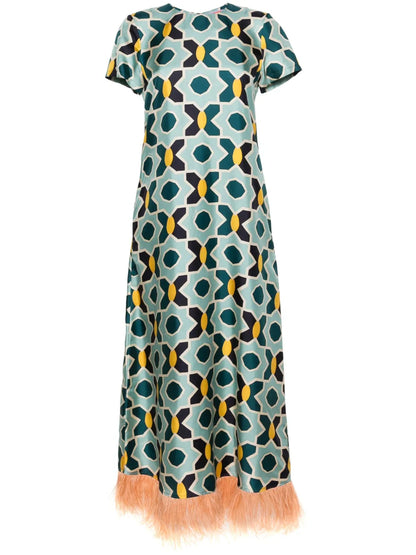 Geometric-Print Silk Swing Dress
