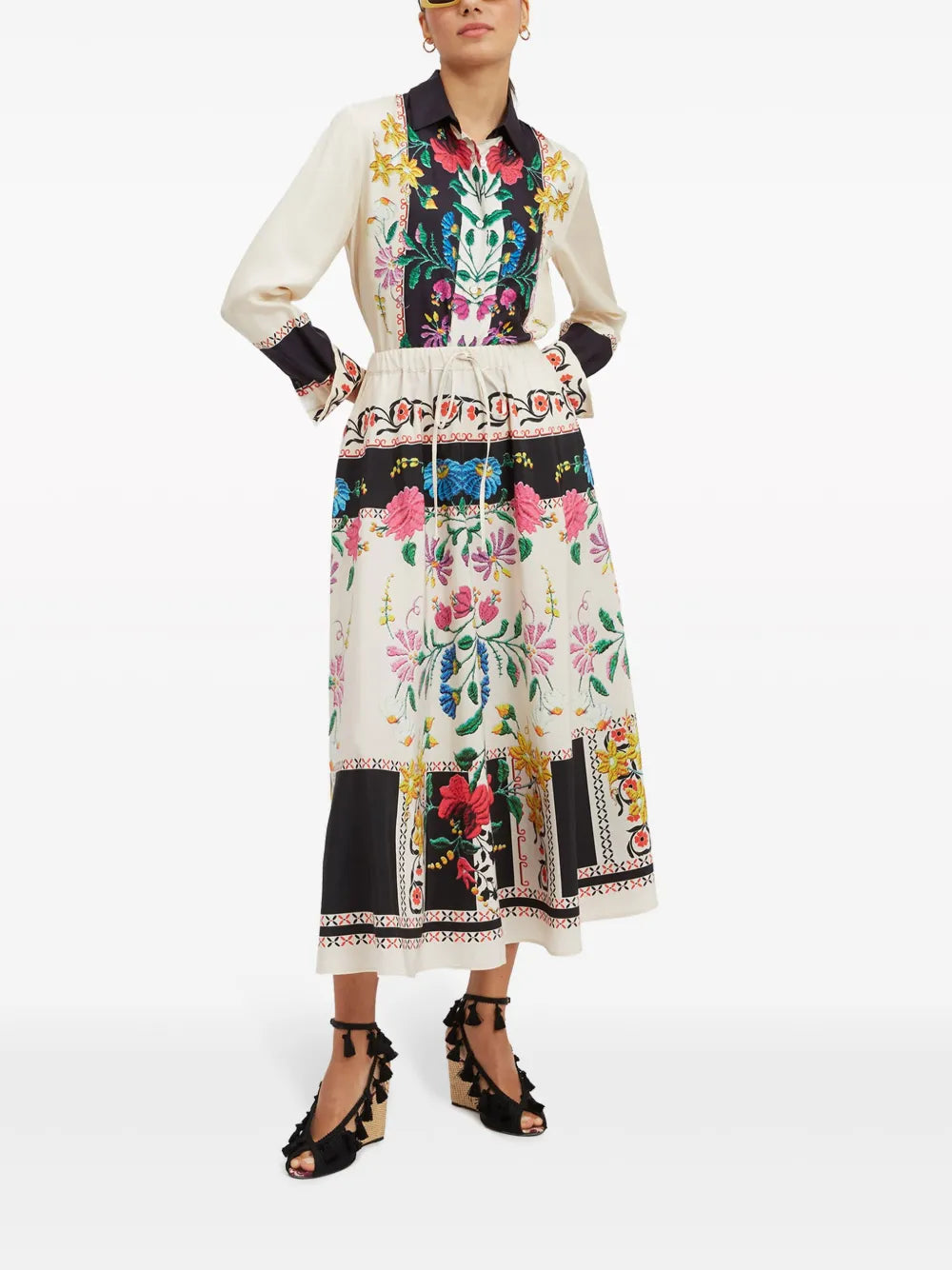 Piazza Placée-Print Midi Skirt