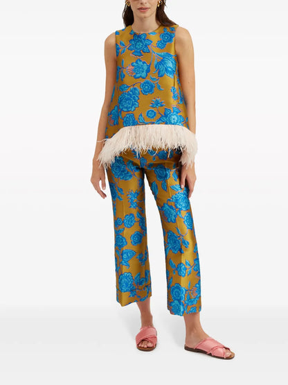 La Scala Floral-Jacquard Blouse