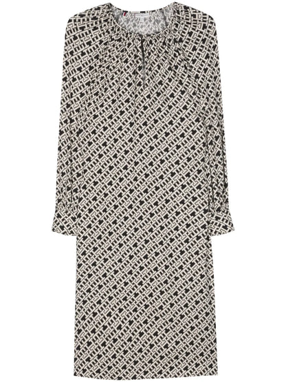 Monogram-Print Midi Dress