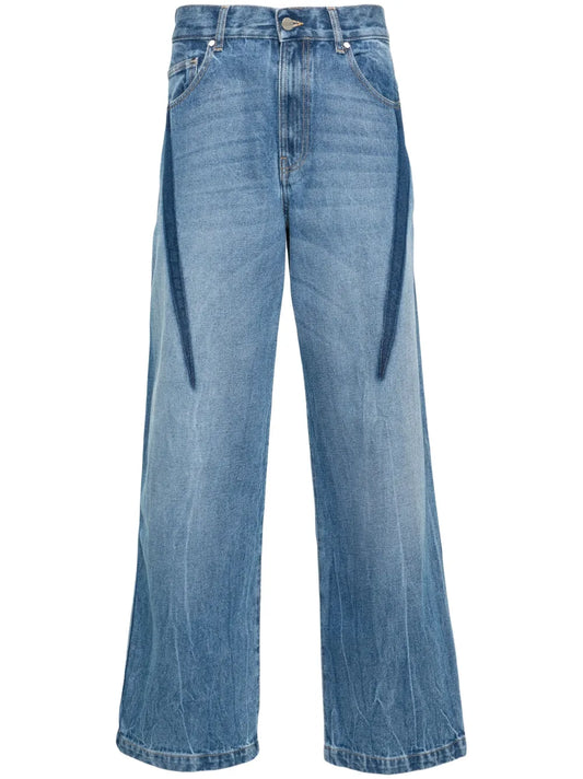 Slouchy Darted Wide-Leg Jeans