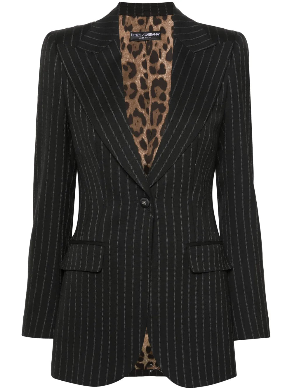 Pinstriped Single-Breasted Blazer