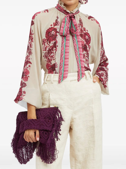 Cerere Floral-Print Silk Blouse