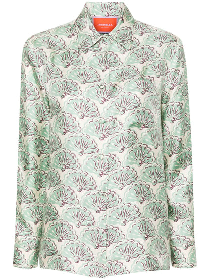 Boy Fans-Print Silk Shirt