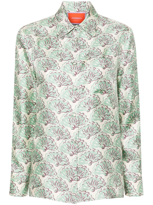 Boy Fans-Print Silk Shirt