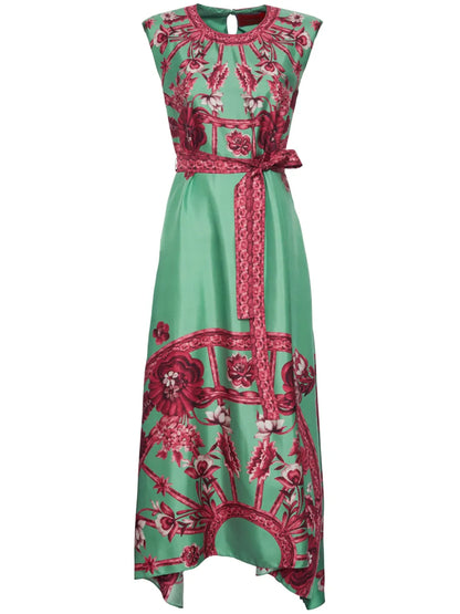 San Carlo Belted Silk Dress