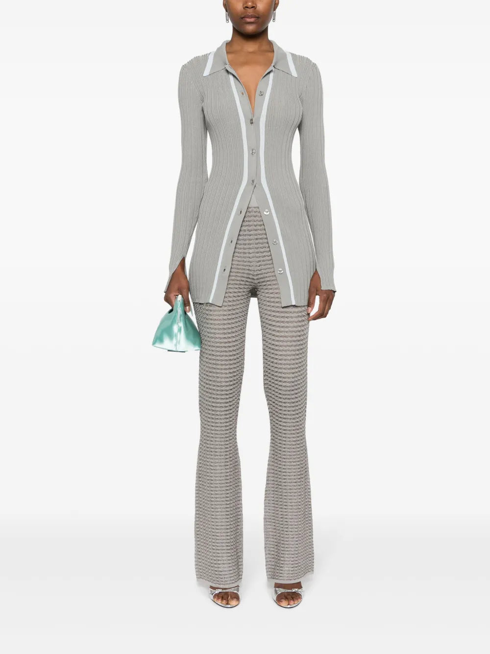 Metallic Striped Flared Trousers