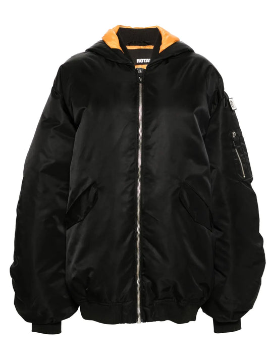 Drop-Shoulder Hooded Bomber Jacket