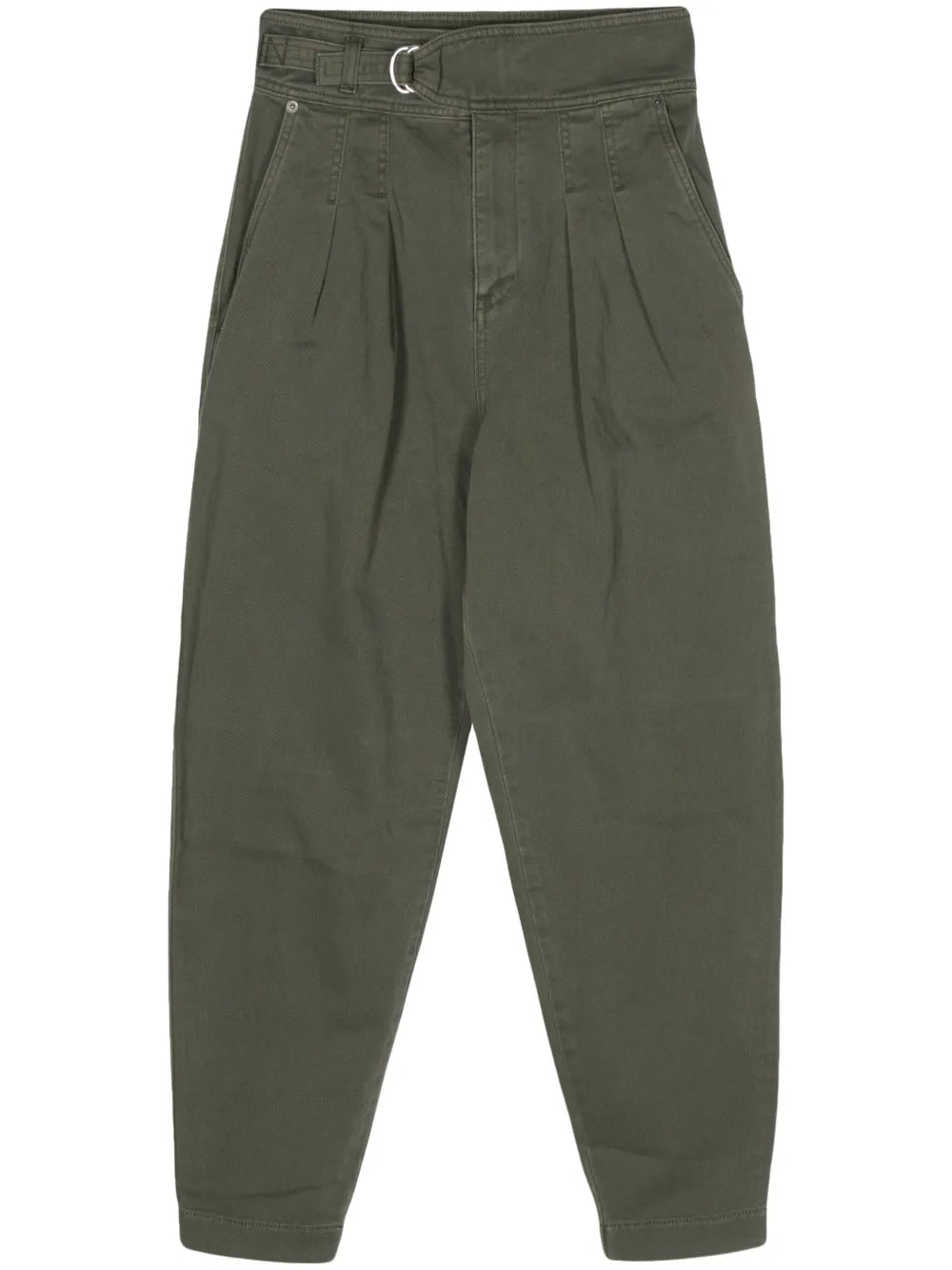 Pleated Tapered Cotton Trousers