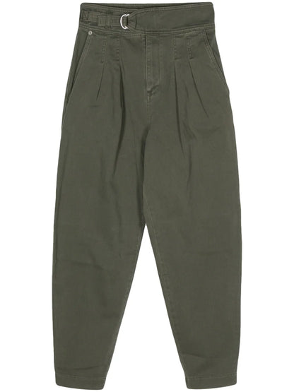 Pleated Tapered Cotton Trousers
