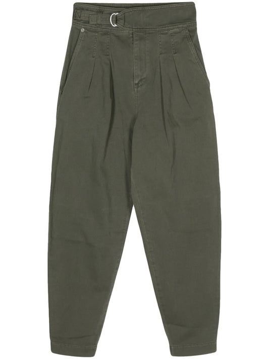 Pleated Tapered Cotton Trousers