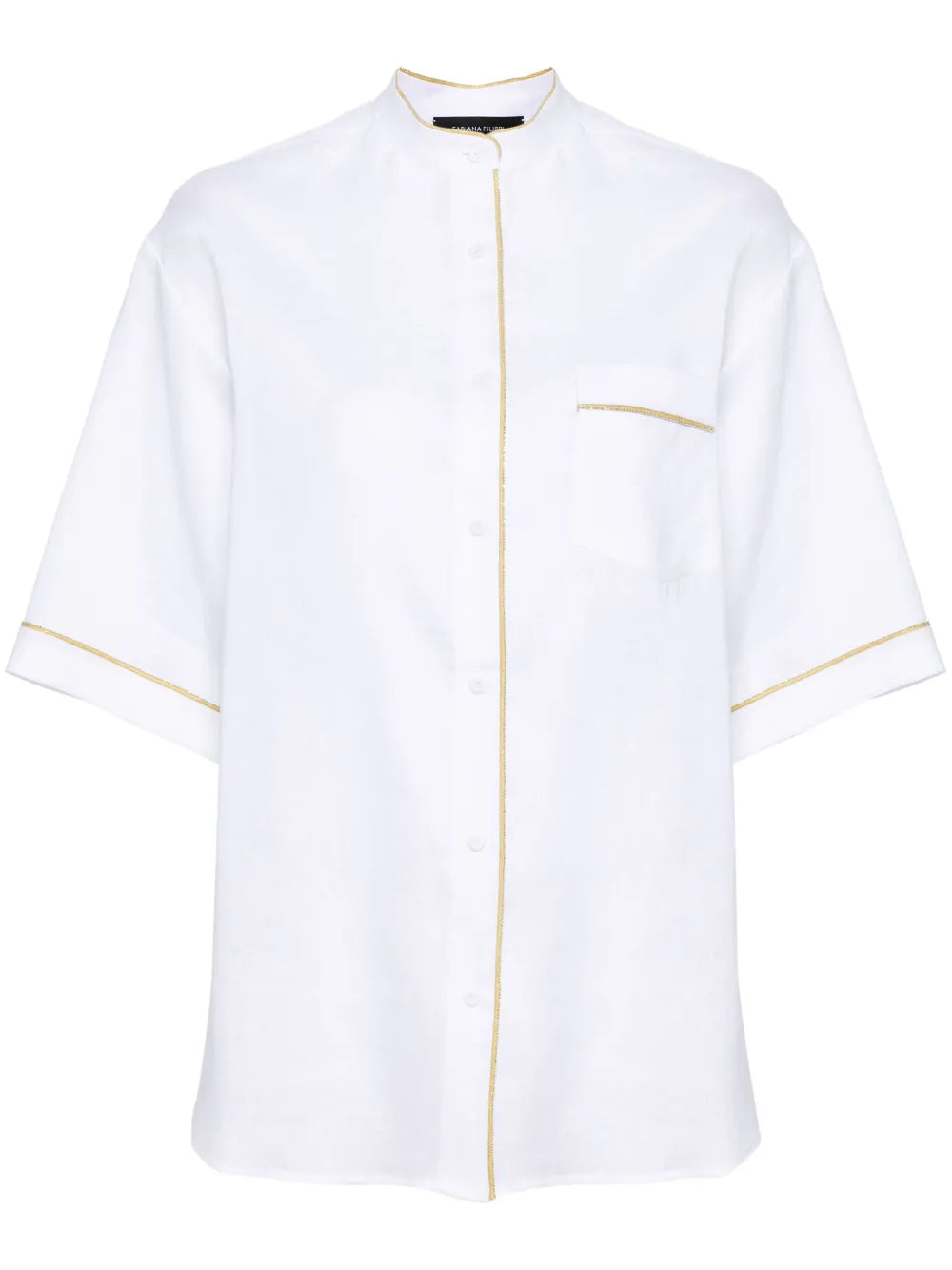 Beaded-Trim Chambray Shirt