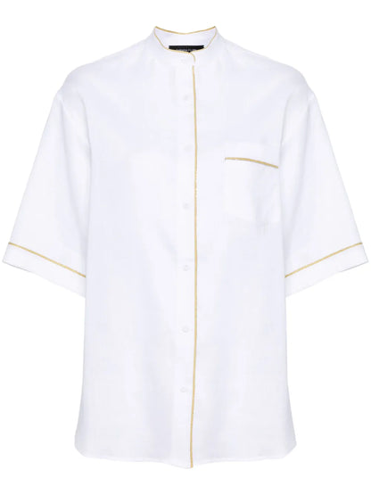 Beaded-Trim Chambray Shirt