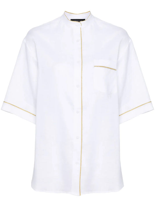 Beaded-Trim Chambray Shirt