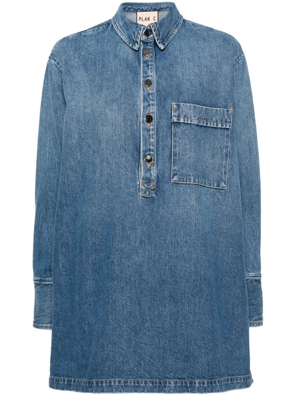 Side-Buttoned Denim Blouse