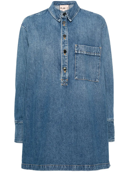 Side-Buttoned Denim Blouse