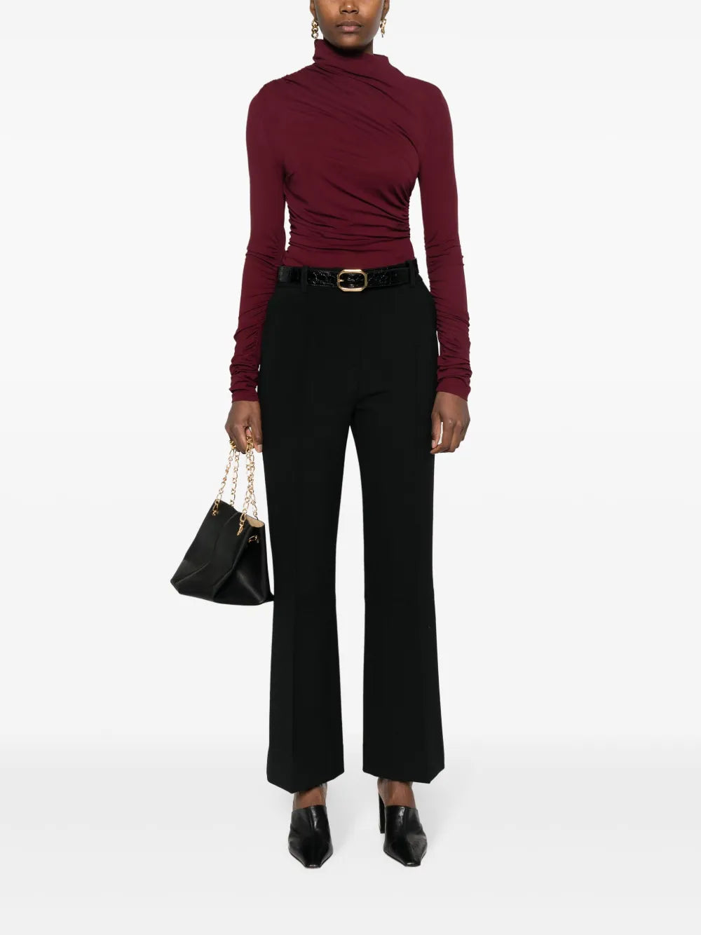 Tailored Cotton-Blend Flared Trousers