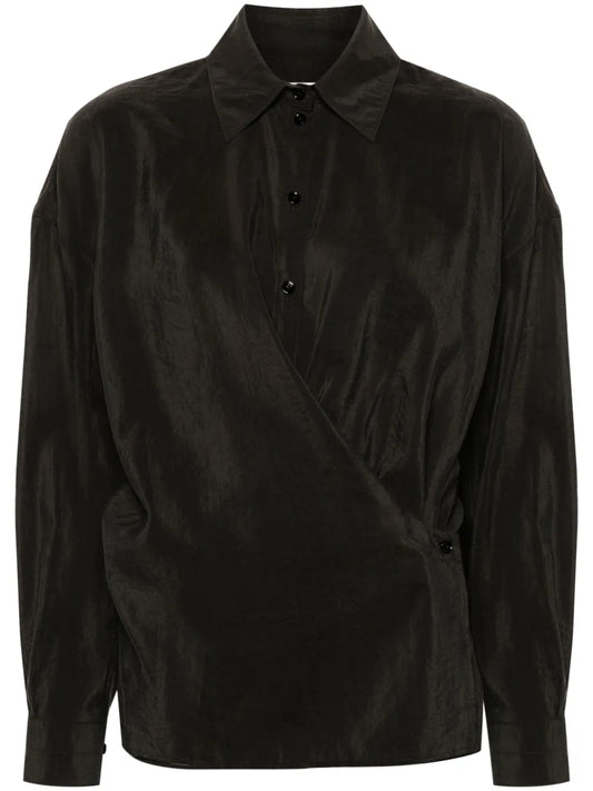 Straight-Collar Twisted Shirt